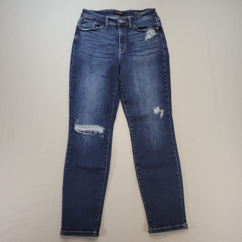 Judy Blue‎ Boyfriend Fit Jeans Women 5/27 Blue Distressed High Rise Denim